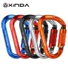 Acessórios xinda escalada mosquetão pearshape fivela 25kn segurança bloqueio automático portão de mola alumínio hcarabiner kits ao ar livre