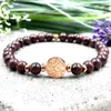 MG2095 6 MM A Grade Uruguay Garnet Copper Beads Tree Of Life Charm Bracelet Womens Grounding Root Chakra Wrist Mala