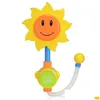 Bath Toys Baby Shower Faucet Squirting Sprinkler Sunflower Strong Suction Childrens Bathroom Water Game Play Manual Pressure Spray Dro Ot1Ma