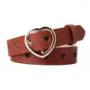 Belts Durable Women Belt Heart-shaped Buckle With Hollow Design Adjustable Faux Leather Waistband For Fashion Stylish