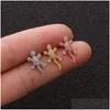 Charm 1Pc Cz Animal Gecko Cartilage Earring Lizard Reptile Helix Stud Ear Piercing Jewelry Tragus Conch Screw Back Drop Delivery Earri Dhhwe