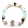 MG2080 8 mm White Crystal Howlite Moonstone Kiwi Amazonite Mixed Armband Womens Tree of Life Charm Handgjorda yogamycken