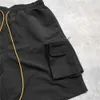 Herren-Shorts für den Sommer, schwarz, Jogger für Militärgüter, lockere Passform, geeignet zum Tragen von Sportbekleidung, kurzärmlige Straßenkleidung mit neun Taschen, J240322