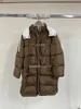 Femmes bas hiver duvet d'oie Brunello fermeture éclair couleur unie à manches longues manteaux vestes