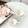 2024 Korean Style Coffee Cup Cute Mug Creative Heart Shape Cup Porcelain Milk Cups Ceramics Coffee Cups Gift Wholesale 240312