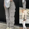 Damenhose, Baumwoll-Cargohose für Frauen, Y2K-Mode, mehrere Taschen, Vintage-Sweatpant, Streetwear, lässig, gerade, weites Bein, Baggy-Hose