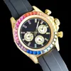 Fashion Mechanical Watch 41mm rostfritt stål gummiband diamantklocka färgglad kristall vikbar spänne full funktion designer klocka ädla surround sb077 c4