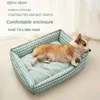 kennels pens Dog bed cat pet square grid kennel small and medium-sized dog sofa pet bed Y240322