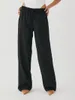 Pantalon Palazzo en lin pour femmes, style Boho, jambes larges, cordon de serrage, taille haute décontractée, pantalon Long avec poches, été