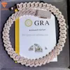 Fashion Design Solid Silver Gra Moissanite 18mm 20mm Brede Diamant Iced Out Hanger Ketting Cubaanse Link Chain voor Rapper