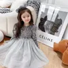 Robes d'été pour filles, tenue de fête à paillettes pour enfants, manches longues, jupe Tutu en dentelle, élégante et brillante, printemps