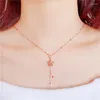 Hängen pläterade 14k Rose Gold Tassel Star Halsband utsökta lyxiga kvinnors hänge bröllop smycken tillbehör