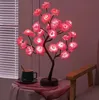 Novelty 24 LED Rose Flower Tree Lights USB Table Lamp Fairy Night Lamp Home Party Christmas Wedding Bedroom Decoration Gift