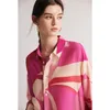 Women's Blouses Silk Shirt Spring Summer 2024 Long Sleeve Batsleeve Crepe De Chine Print Mulberry Women Tops