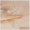 Colares de pingente piscando diamante estrela colar oco design feminino borla clavícula cadeia modelo simples temperamento gota entrega judeu dhbo7