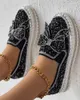 Casual Shoes Loafers Women's Bowknot Design Platform Sequin Flats Women Flat Wine Red Crystal Sequined Bow