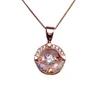 Hängen mode 14k Rose Gold Crystal Necklace Shiny Light Luxury 585 CLAVICLE CHAIN ​​Pendant Engagement Ladies Jewelry