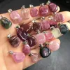 Dekorativa figurer Enhet One Piece 925 Silver Buckle With Wholesale Natural Tourmaline Crystal Healing Random Shape Pendant Special för