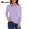 マグコンセンレディースゴルフTシャツ長袖ポロシャツクイックドライアップ50 UV保護軽量アスレチックテニスシャツ240308