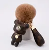 Nouveau mignon porte-clés mode ours en peluche concepteur porte-clés anneau cadeaux femmes PU cuir boucles de voiture sac charme accessoires hommes porte-clés animal