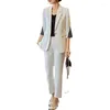 Women's Two Piece Pants Fashion Ladies White Blazer Women Pant Suits Jacket Business Work Office Uniform OL Style