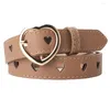 Belts Durable Women Belt Heart-shaped Buckle With Hollow Design Adjustable Faux Leather Waistband For Fashion Stylish