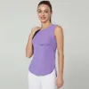 2024SS LU-1283 Femmes sport gilet O cou sans manches côté ouvert respirant séchage rapide Yoga chemise course formation vêtements de Fitness en vrac Sports Tank top