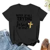 Polos pour femmes Jésus en moi T-shirt chrétien drôle T-shirt imprimé animal pour filles Tops Chemises d'entraînement Femmes Coupe ample