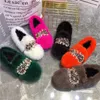 Casual Shoes Black Women Flats Crystal Moccasins Winter Warm Fur Loafers Real Mink Espadrilles Lady Slip-on Walking Driving