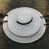 Summer Big Natural Straw Hats for Women Handmand Wide Brim Beach Visor Caps Elegant Flat Top Long Ribbon Lace-up Sun Hat