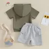 Ensembles de vêtements Baby Boys Vêtements 6 12 18 24 mois Tops à manches courtes à capuche et poches Shorts de taille élastique