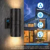 Modern Outdoor with Dusk to Dawn Sensor, Exterior Light Fixture Wall Mount Waterproof Anti-rust Cylinder, Up and Down 2 Lights Black Sconces for Porch Patio