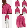 Women'S Blouses & Shirts Womens Blouse 2023 Floral Print Half Open Button Loose Commuter Retro Lantern Sleeve Drop Delivery Apparel C Dh7Gx