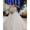 Ebi Arabic Lace Aso Beaded Wedding Dress Ball Gown Long Sleeves Sexy Bridal Gowns Dresses ZJ s es