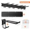 Rack, 48 Inch Garage Organizer Wall Mounted Storage System with 6 Double Layer Hooks, Super Heavy Duty Garden Tool Hanger for Ski Gears, Chair, Rake Shovel Yard