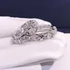 Bague de mariage professionnelle en or blanc et jaune, imitation diamant Cz, vente en gros, bague croisée, taille 6-8, 10kt