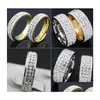 Ringe 30 stücke Vintage 2 Reihe 3 Zirkon Kristall Fl Strass Sier Gold Edelstahl CZ Engagement Weihnachtsgeschenk Drop Lieferung Jude Dhgarden Dhmou