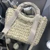 선샤인 잔디 짠 가방 짠 양동이 토트 가방 중공 쇼핑백 끈 열린 여자 어깨 가방 여름 해변 가방 고품질 지갑