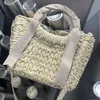 Sunshine Grass Woven Bag Woven Bucket Tote Bag Hollow Shopping Bag String Open Women Shoulder Bags Summer Beach Bag High Quality Purse