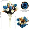 Faux Floral Greenery Casamento Rosa Flor Artificial Floral Grave Home Party 1 Bunch Bouquet Decor Fake Flower Home Decoração de Casamento Acessórios Y240322