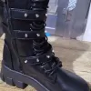 Laarzen dames schoenen punk laarzen warm pluche hoog platform voor winter midden kalf vierkant hiel ronde teen botines de muje rubber sexy