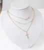 Pendant Necklaces 2024 Fashion Korean Trend Big Temperament Multi-layer Cross 8 Down Chain Necklace Bead