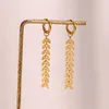 Boucles d'oreilles pendantes longues en forme de queue de poisson pour femmes, en acier inoxydable plaqué or 18 carats, bijoux hypoallergéniques, cadeaux