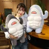 Plush Dolls 40cm Cute Work Shark Plush Toy Stuffed with Muscle Mr. Animal Pillow Sticker Childrens Doll Gift Q240322