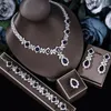 Halsbandörhängen Set 2024 White Crystal Prom Wedding Jewelry Women's Accessories Flower Tassel Bridal
