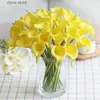 Faux blommor grönare 32 cm pu singel mini calla lily artificiell blomma falsk blomma high-end bröllop hem dekoration blomma y240322