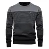 Men's Sweaters 2024 Mens Sweater Streaks Pullover Knit Bottoming Shirt T-shirt Crew Neck Top Comfortable And Soft Fashion Clothing