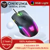 Ratos ONIKUMA Mouse para jogos com fio com luz RGB ajustável 6400 DPI 7 botões programáveis Ratos de design ergonômico para computação em PC