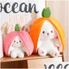 Stuffed Plush Animals 2024 Wholesale Stberry Rabbit Transformed Into Xiaoguo P Toy Carrot Pillow White Doll Drop Delivery Toys Gifts Otoco