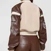 Womens Varsity Jackets Letterman Turn Down Shoulder Baseball College Jacket Price with Genuine Leather